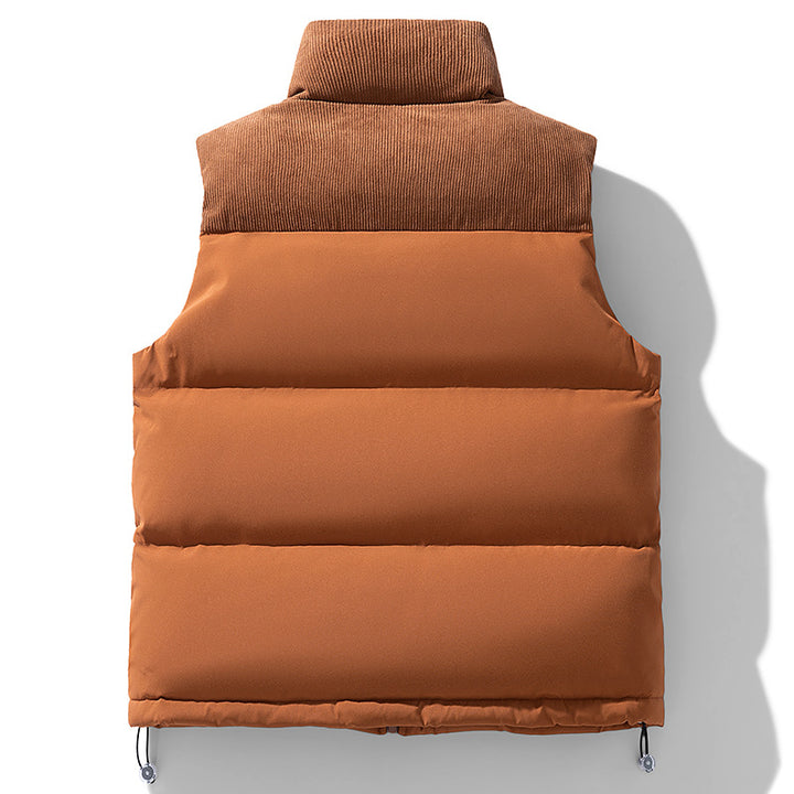Men's Padded Quilted Vest with Cord Collar, Thermal Insulation and Drawstring Hem Mune Fashion