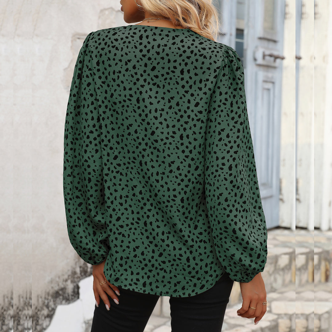 Women's Elegant V-Neck Blouse with Puff Sleeves Mune Fashion