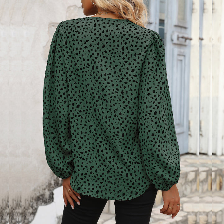 Women's Elegant V-Neck Blouse with Puff Sleeves Mune Fashion