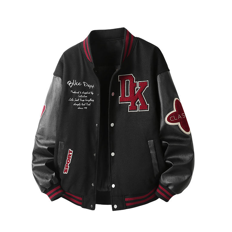 Men's Retro College Varsity Jacket with Quilted Thermal Lining and Applications Mune Fashion