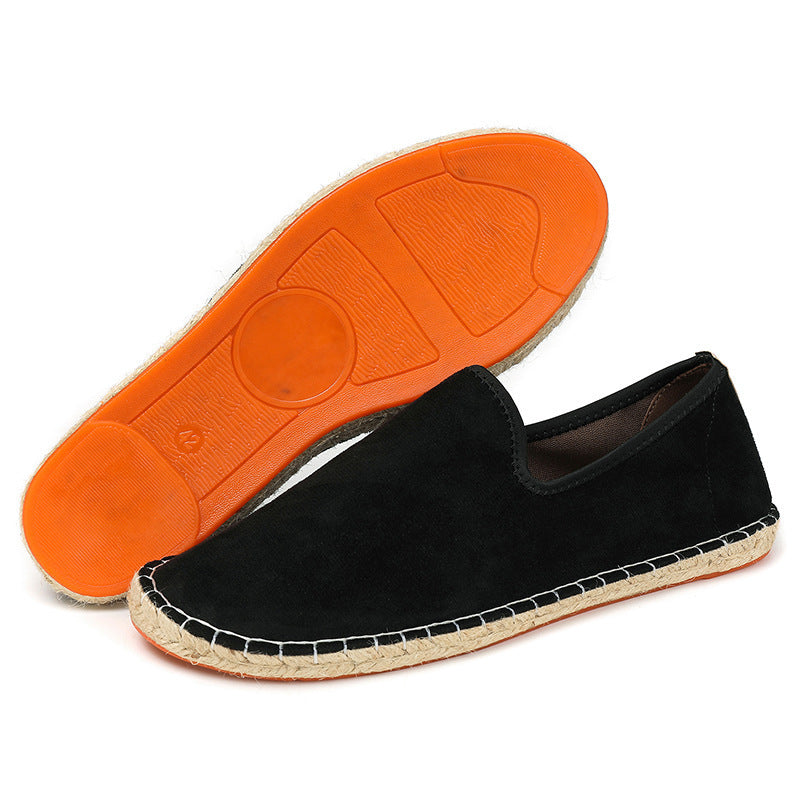 Men's espadrilles made of suede with braided jute trimming and slip-resistant rubber sole Mune Fashion