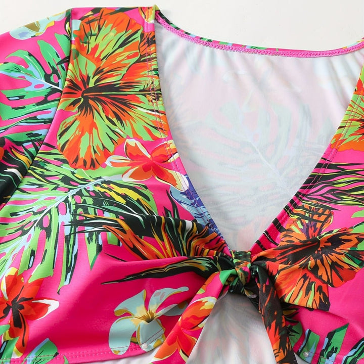Women's bikini set with floral patterns and lightweight cover-up Mune Fashion