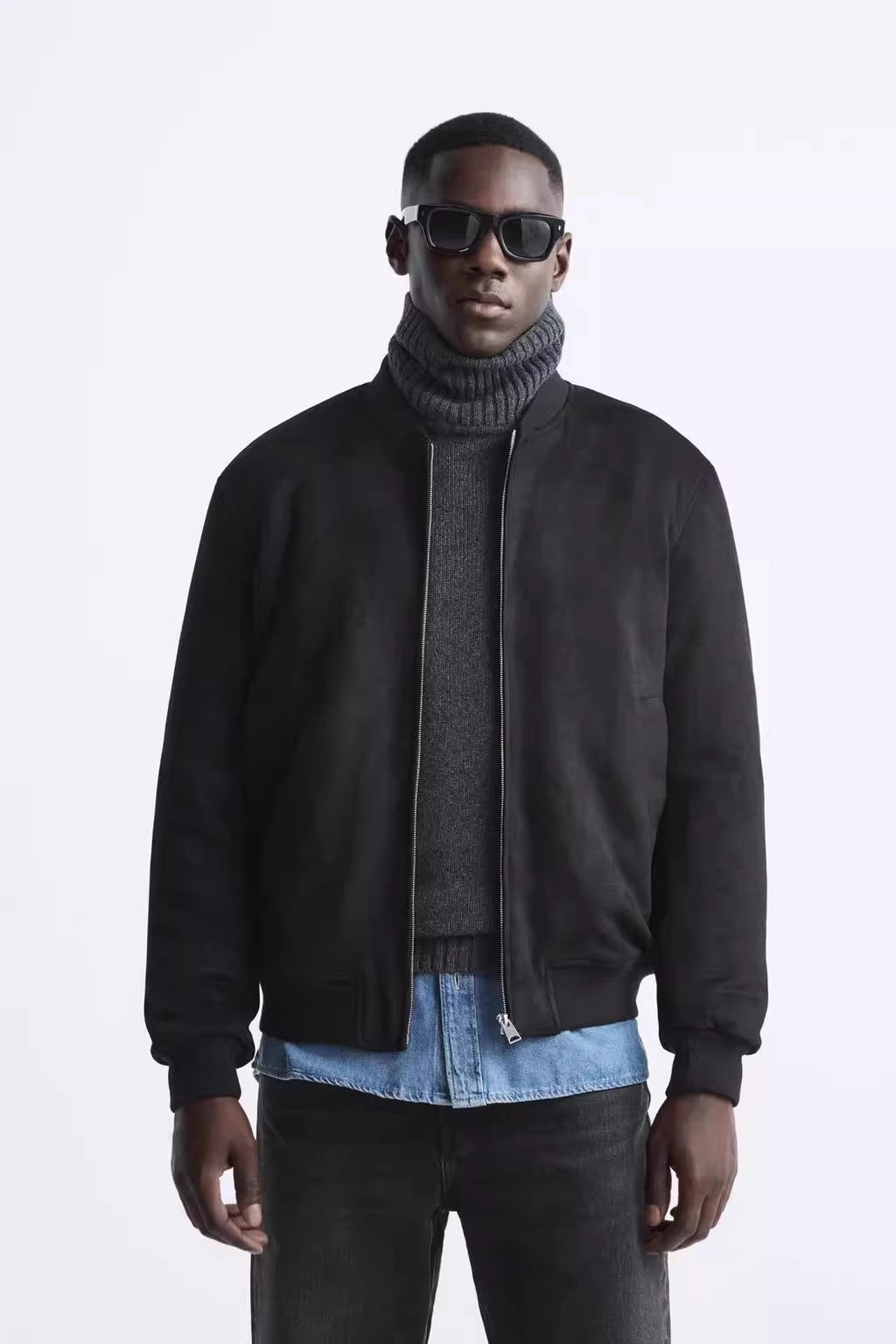 Men's short bomber jacket in minimalist style with ribbed hem Mune Fashion