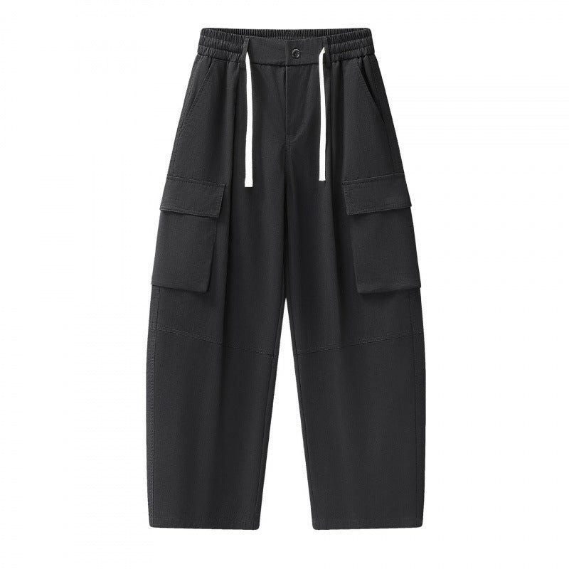 Unisex Baggy Cargo Pants with elastic waistband, drawstring and large flap pockets Mune Fashion