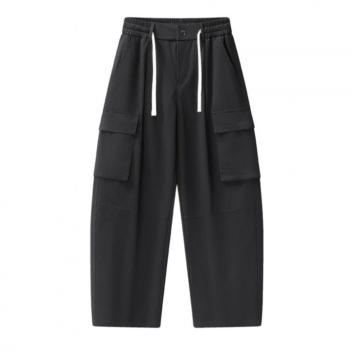 Unisex Baggy Cargo Pants with elastic waistband, drawstring and large flap pockets Mune Fashion