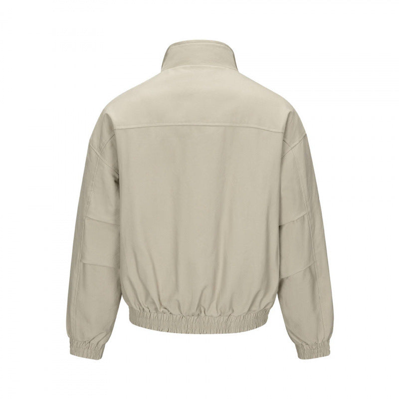 Men's Boxy Bomber Jacket with Teddy Lining and High Stand Collar Mune Fashion