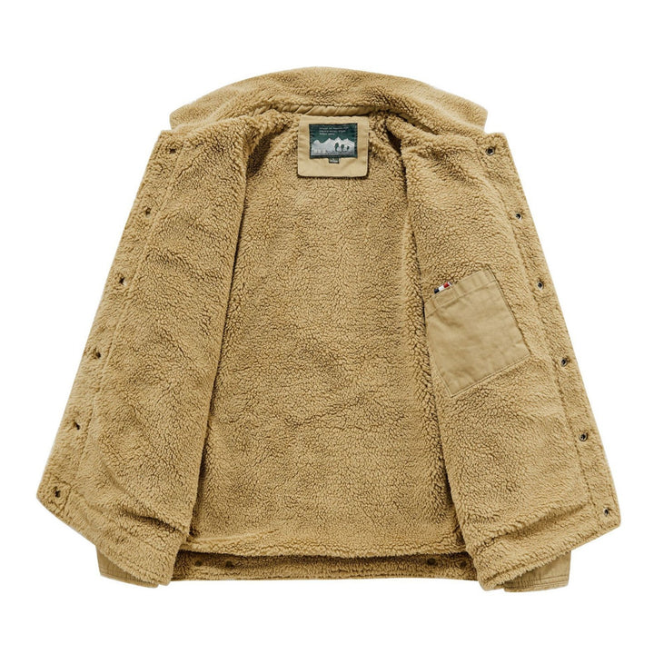 Men's Sherpa-lined canvas field jacket with shirt collar and utility pockets Mune Fashion