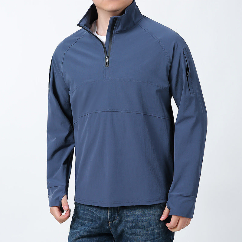 Men's softshell pullover with short zipper, arm pocket, and raglan sleeves Mune Fashion