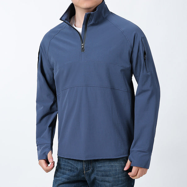 Men's softshell pullover with short zipper, arm pocket, and raglan sleeves Mune Fashion