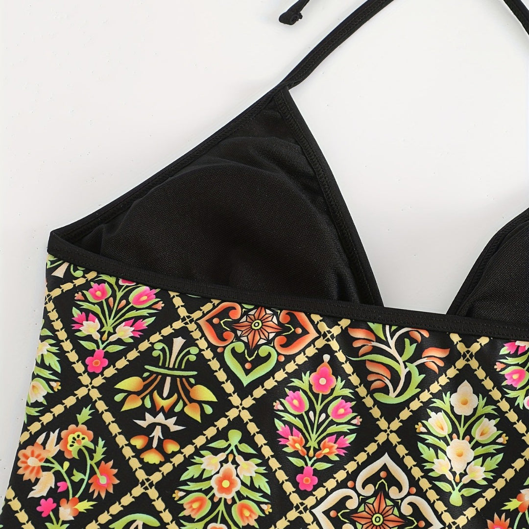Women One-Piece Swimsuit with Fashionable Floral Design Mune Fashion