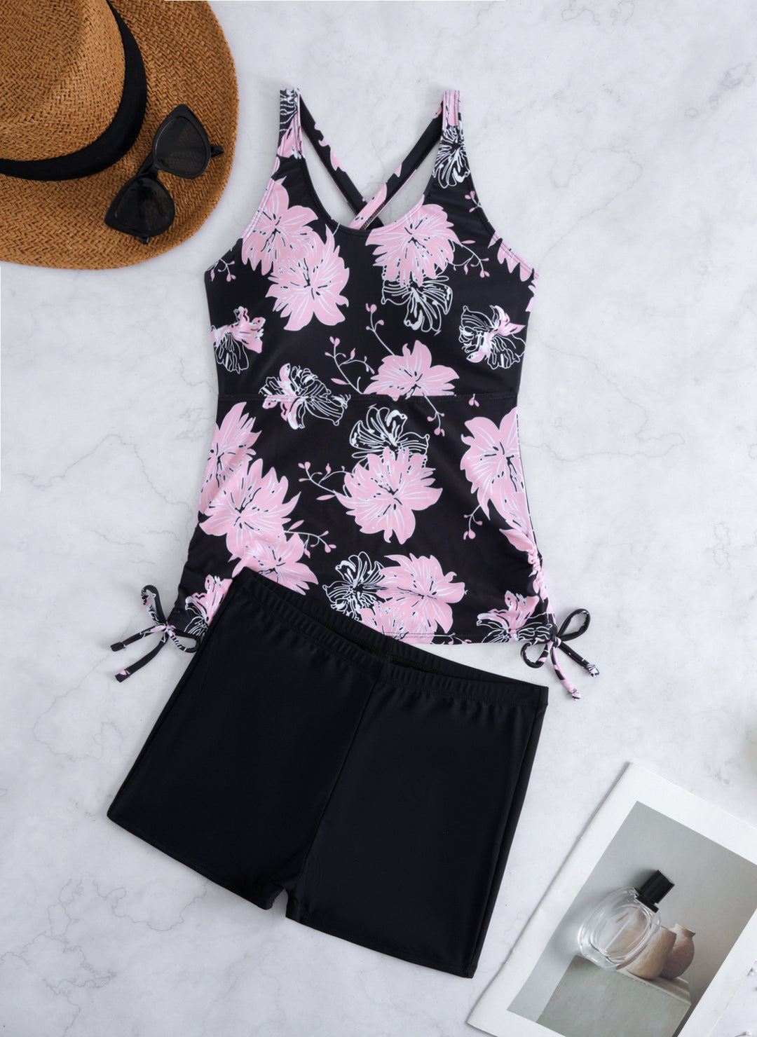 Ladies Tankini Set with fashionable floral design and comfortable shorts Mune Fashion