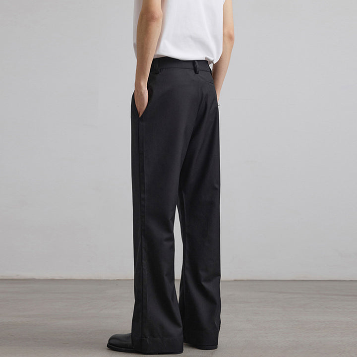 Men's Wide Pleated Trousers with Wide Leg and Belt Loops Mune Fashion