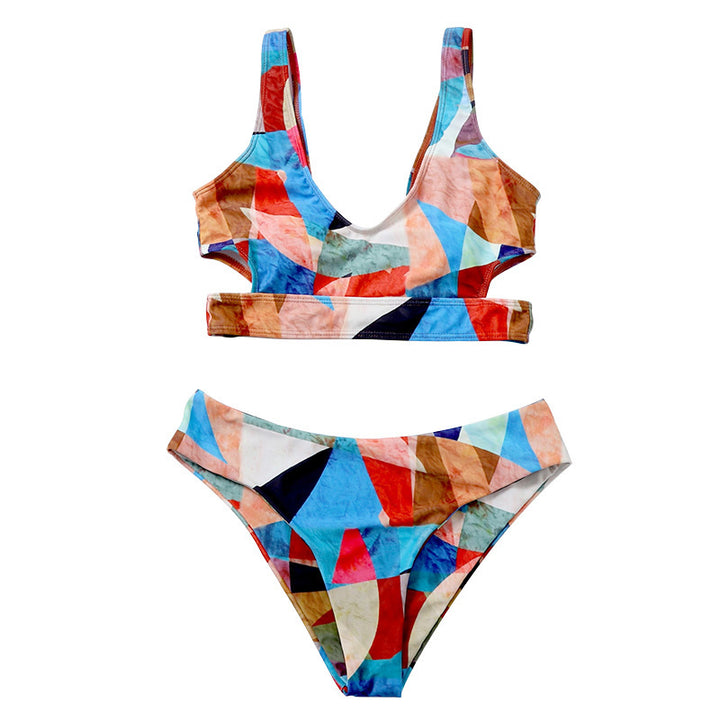 Women's Sport Bikini with Geometric Design and Wide Straps Mune Fashion