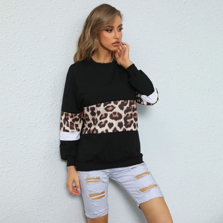 Women's sweatshirt with leo print and colorblock insert Mune Fashion