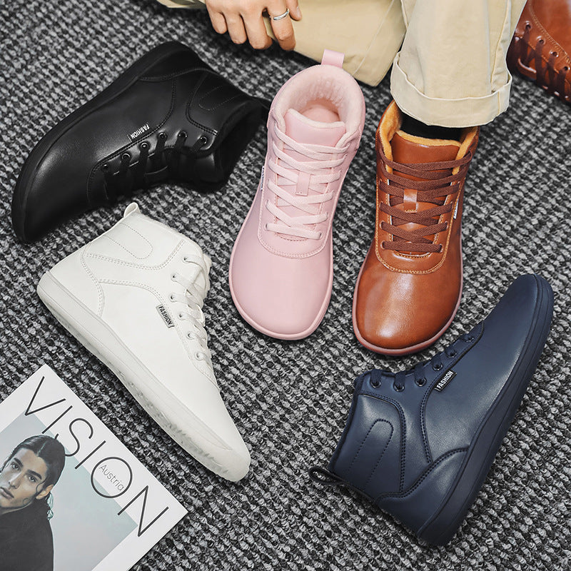 Men's ankle-high leisure sneakers with warm plush lining, padded insole, and non-slip rubber sole Mune Fashion