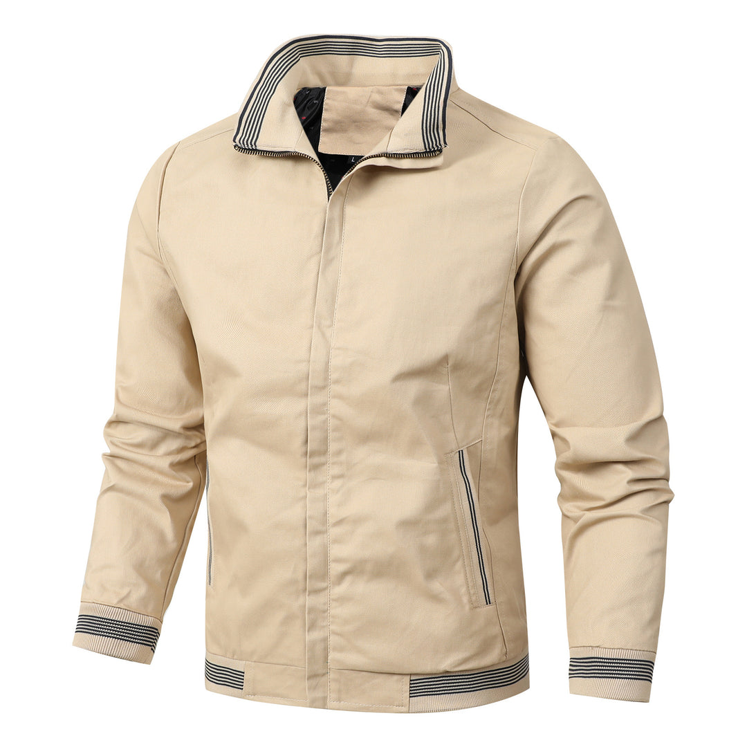 Men's Slim Fit Bomber Jacket in Field Style with Stand-Up Collar Mune Fashion