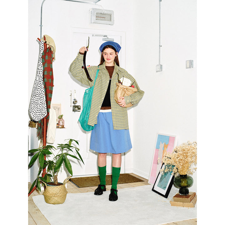 Unisex Oversize Check Shirt with boxy silhouette, straight hem and patch chest pocket Mune Fashion