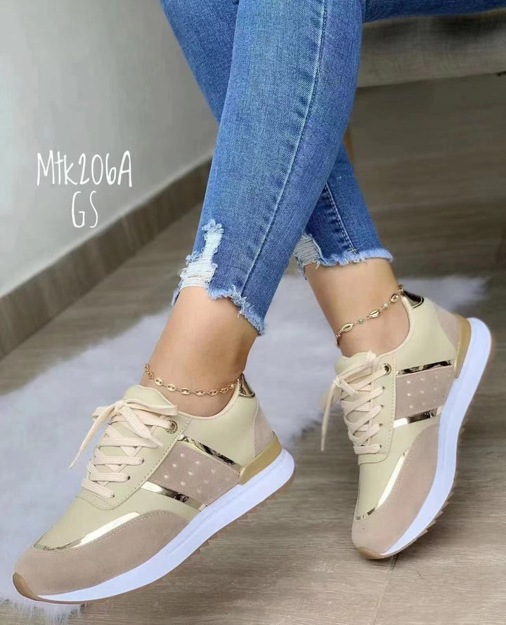 Women's Trendy Platform Sneakers with Metallic Accents and Padded Comfort Sole Mune Fashion