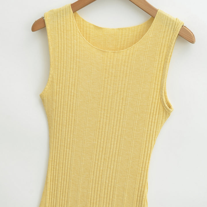 Women Fitted Sleeveless Ribbed Maxi Dress with Round Neckline Mune Fashion