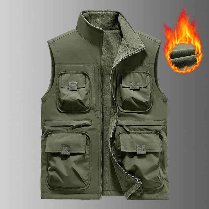 Men's multifunctional thermo outdoor vest with fleece lining and multiple pockets Mune Fashion