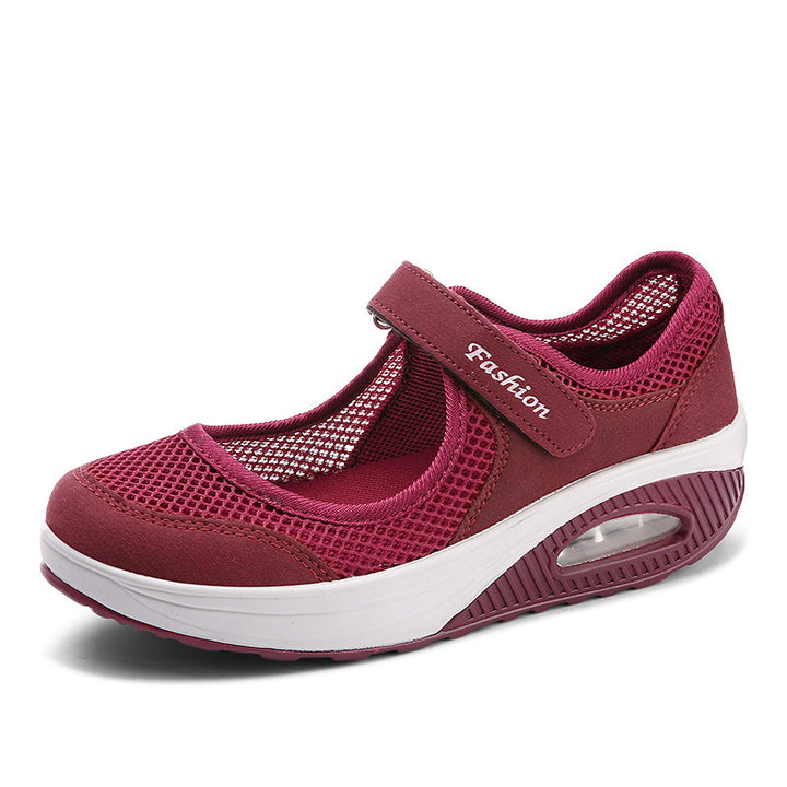 Ladies sporty Mary-Jane wedge sneakers with air cushion and breathable mesh Mune Fashion