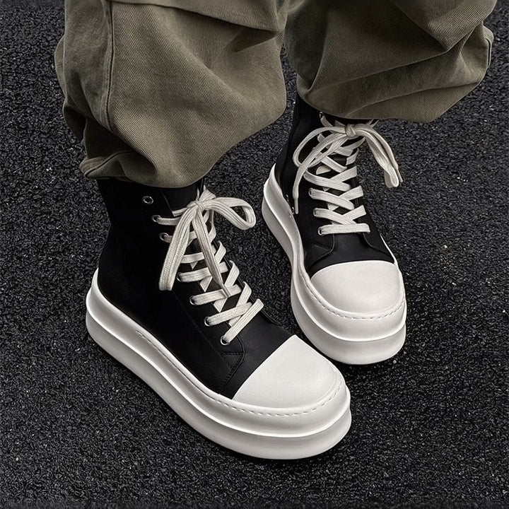 Unisex High-Top Platform Sneaker made of leather with sculpted platform sole Mune Fashion