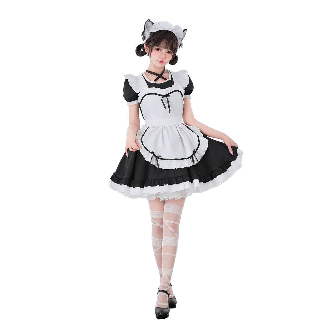 Women's playful maid dress with ruffle details and decorated apron dress Mune Fashion