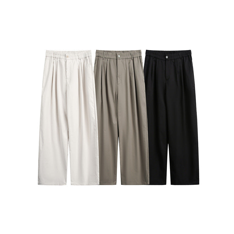 Women's loose-fit palazzo pants with elastic waistband, pleats, and straight leg Mune Fashion