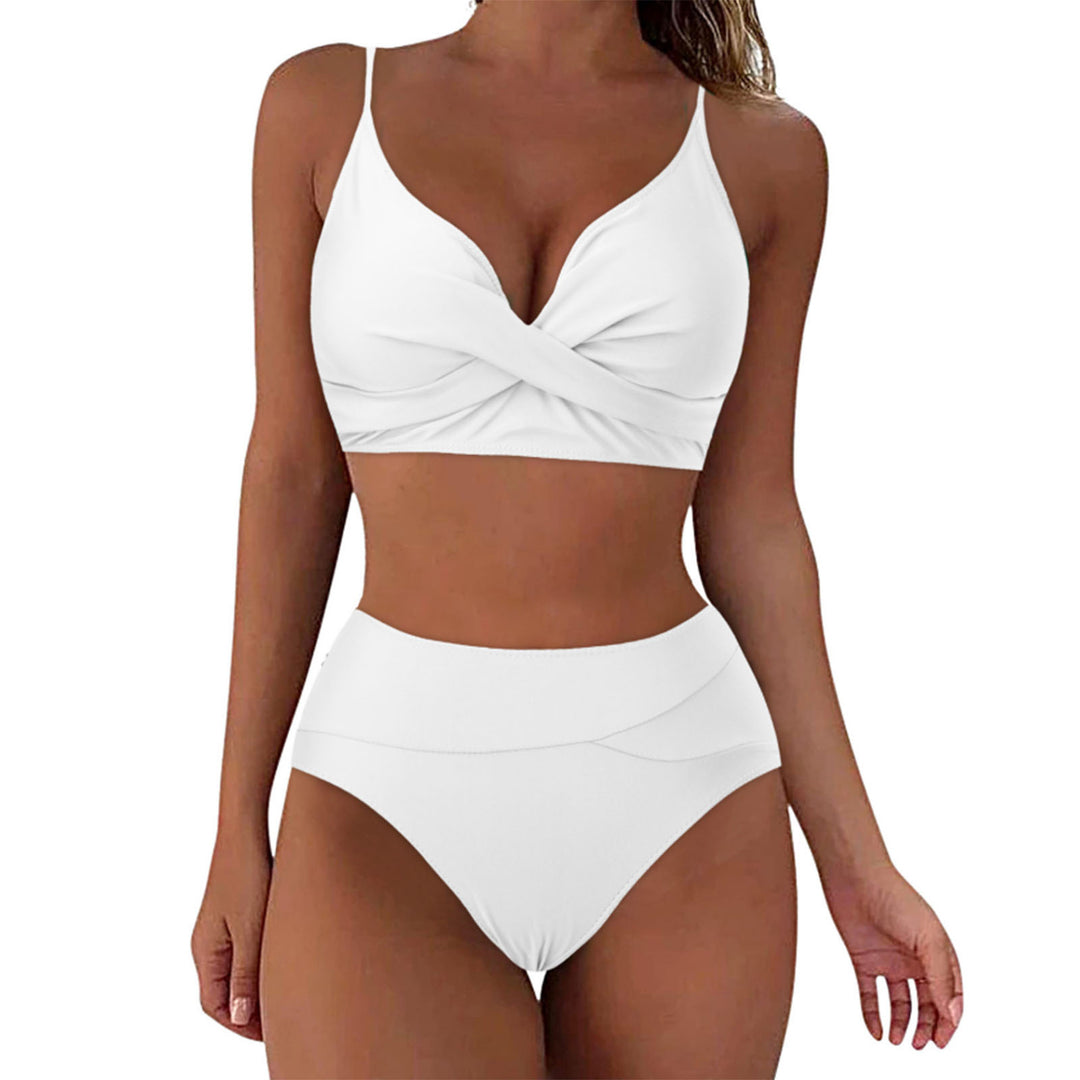 Women's High-Waisted Bikini Set with Sophisticated Twist Top Mune Fashion