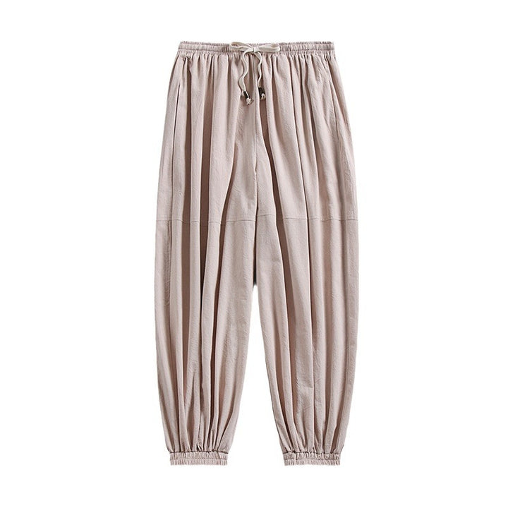 Women's Airy Harem Pants with Drawstring Waist and Elastic Ankle Cuffs Mune Fashion