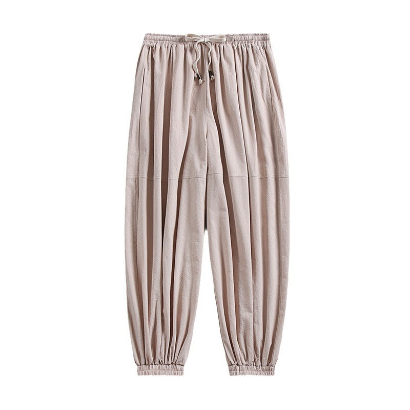 Women's Airy Harem Pants with Drawstring Waist and Elastic Ankle Cuffs Mune Fashion