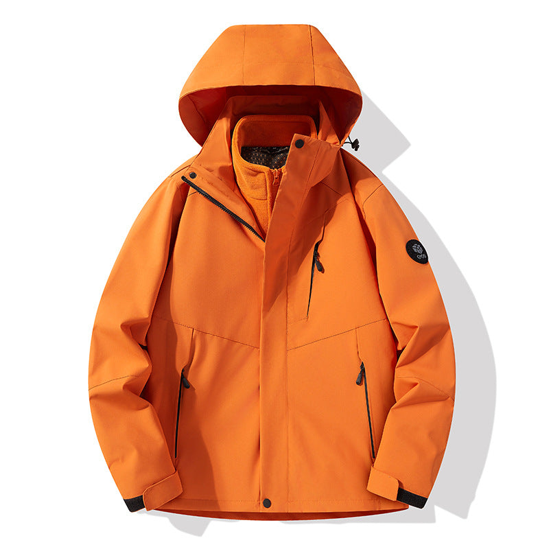 Men's three-layer breathable softshell trekking jacket with integrated fleece collar and adjustable hood Mune Fashion