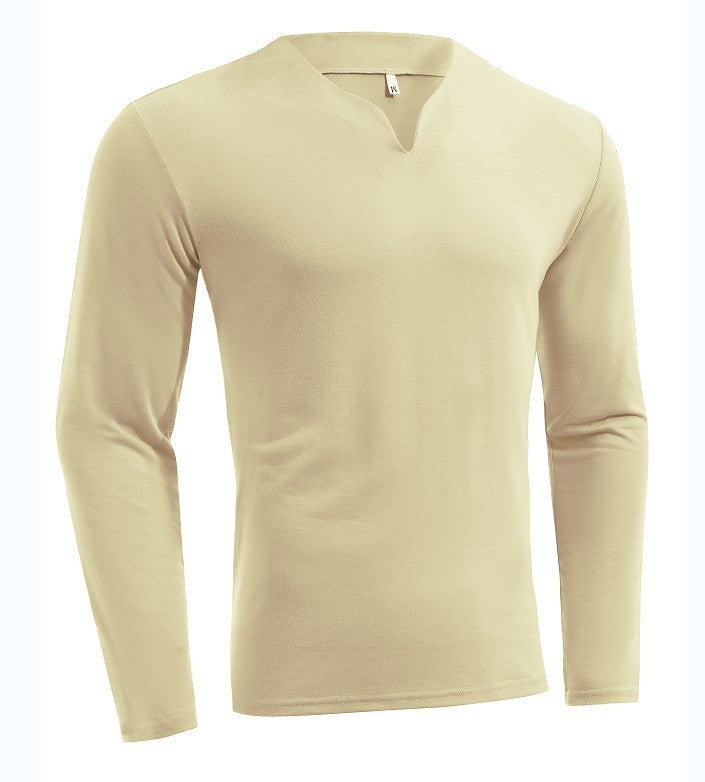 Men's long sleeve shirt with V-neck Slim Fit cotton blend and elastic comfort waistband Mune Fashion