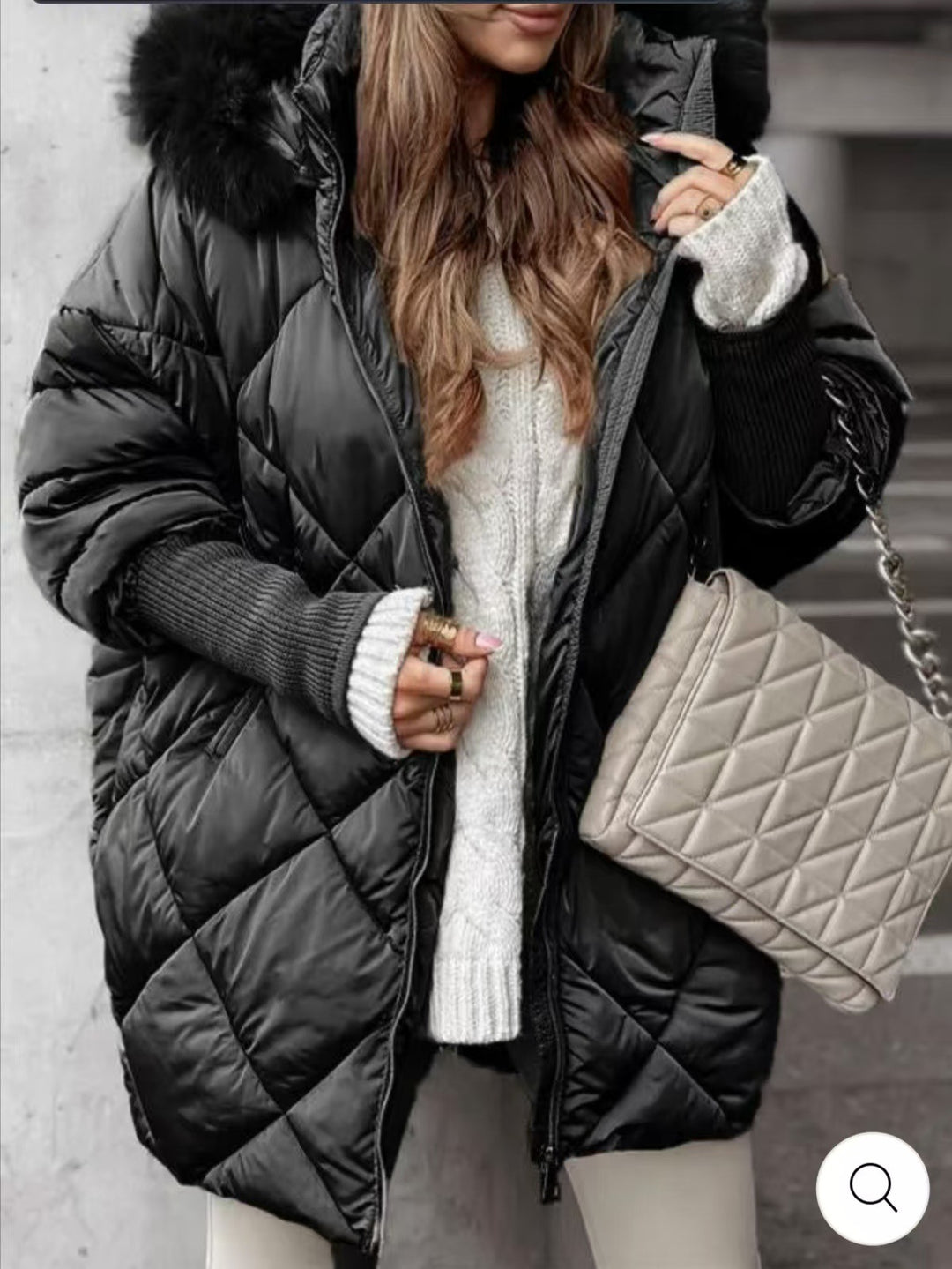 Women nan wide-cut quilted winter parka with hood faux fur trim and ribbed cuffs Mune Fashion