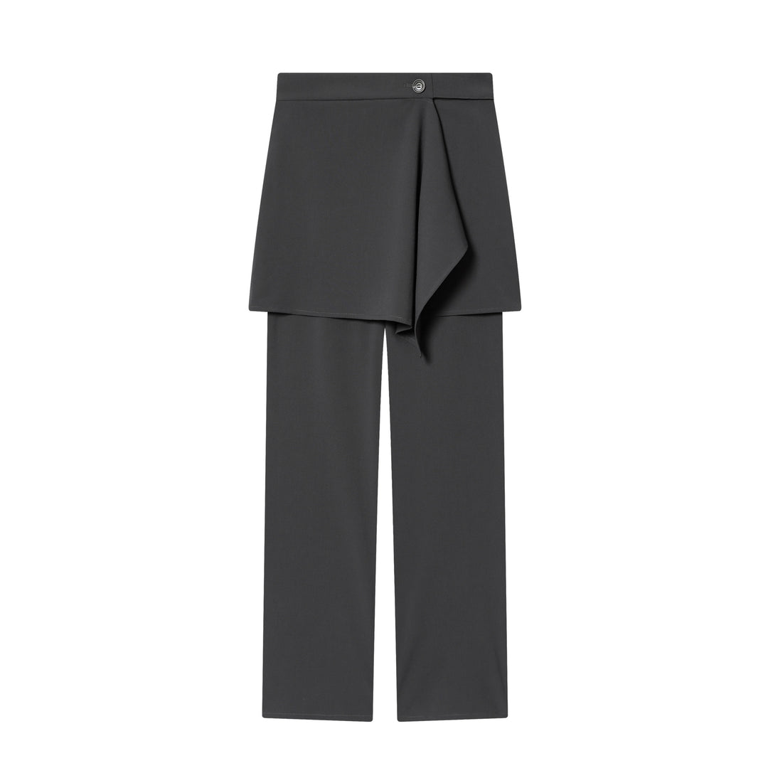 Women's nan Highwaist pants with wide leg and asymmetrical wrap skirt overlay Mune Fashion