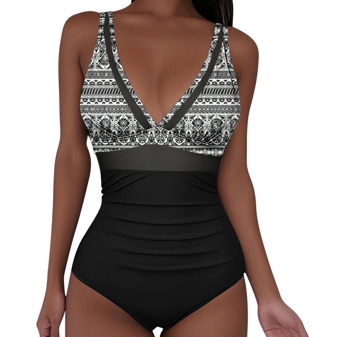 Ladies one-piece swimsuit with modern gathering elements Mune Fashion