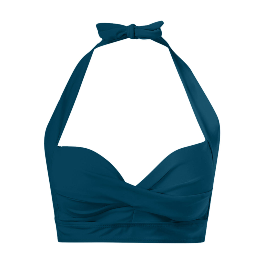 Women's Sporty Bikini Top with Deep Neckline and Halter Design Mune Fashion