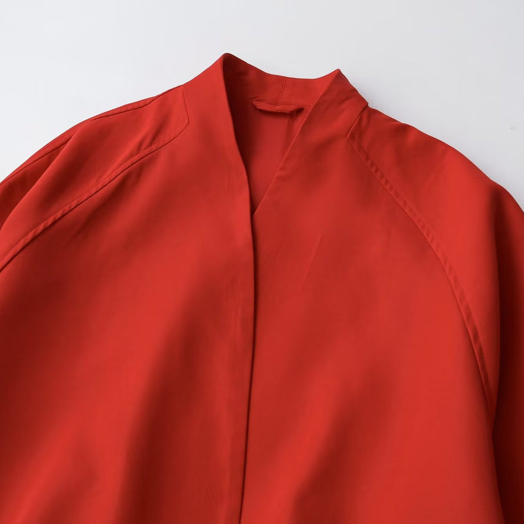 Women's Oversize Bomber Jacket with Raglan Sleeves and Elastic Hem Mune Fashion