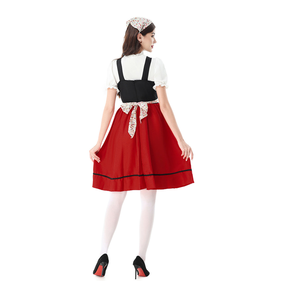 Ladies' traditional dirndl dress with laced bodice and floral apron Mune Fashion