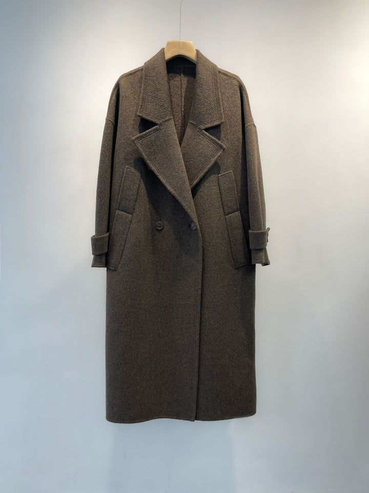 Women's Plus Size Wool Blend Double-Breasted Coat Mune Fashion