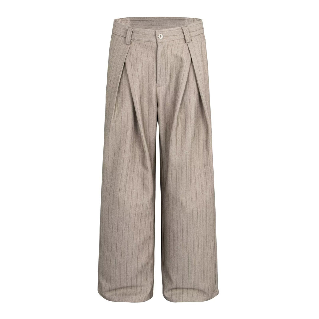 Women's Elegant and Wide High-Waisted Trousers with Pleats