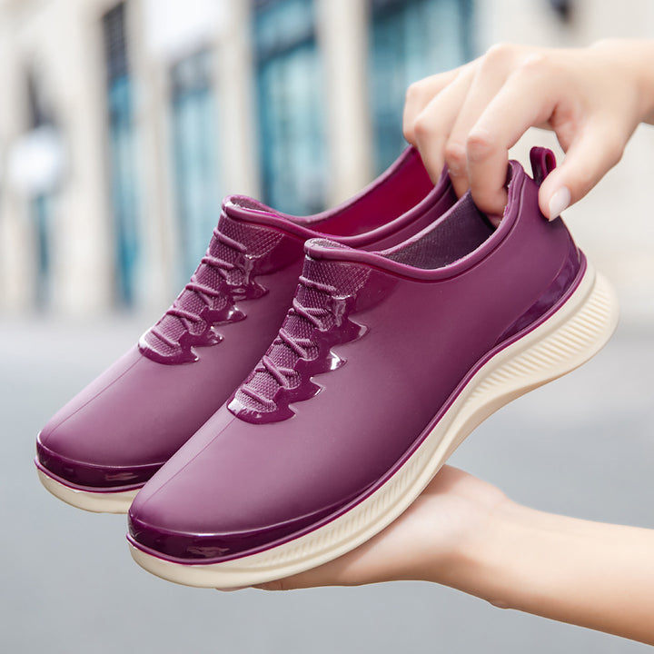 Men's Waterproof Slip-On Rubber Sneaker with Shock Absorbing Sole and Subtle Lace Look Mune Fashion