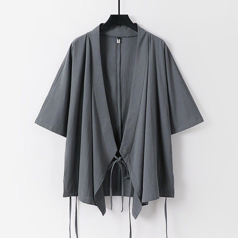 Women's loosely falling kimono jacket with tie belt Mune Fashion