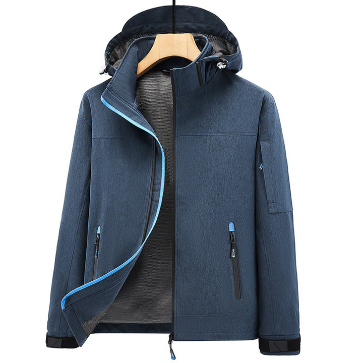 Men's Breathable Softshell Outdoor Jacket with Hood, Welded Seams and Sleeve Pocket Mune Fashion
