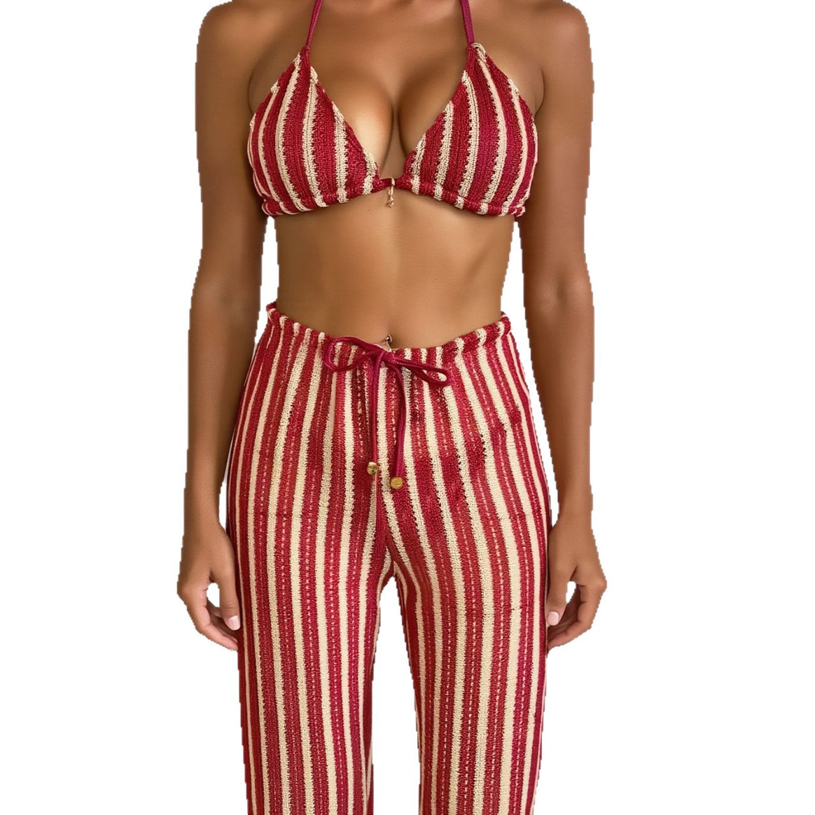 Women's bikini set with striped top and casual pants Mune Fashion