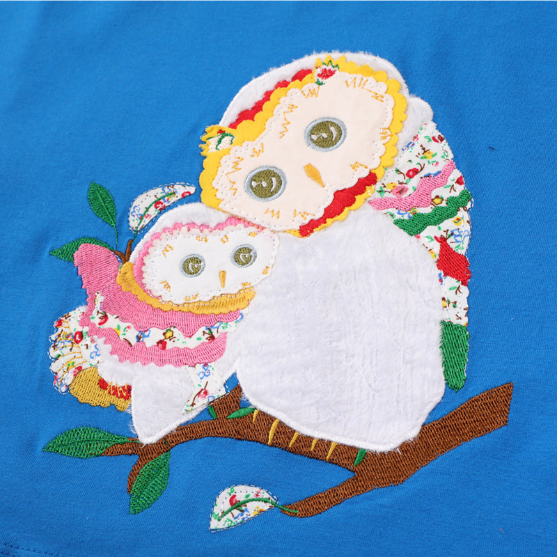 Girls casual dress with cute owl motif Mune Fashion