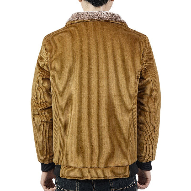 Men's corduroy bomber jacket with sherpa collar, thermo lining, and utility pockets Mune Fashion