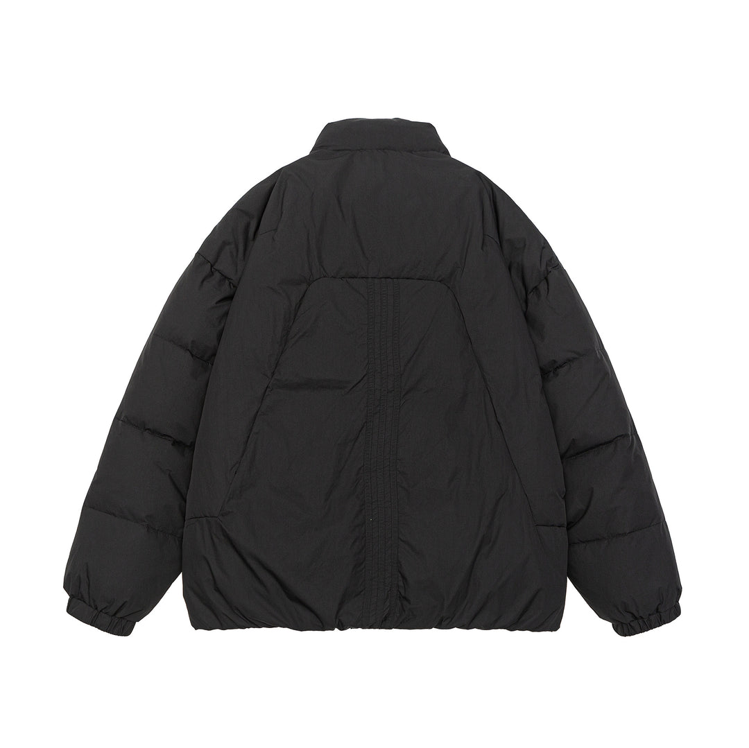 Women's Voluminous Padded Jacket with High Stand Collar and Windproof Front Flap Mune Fashion