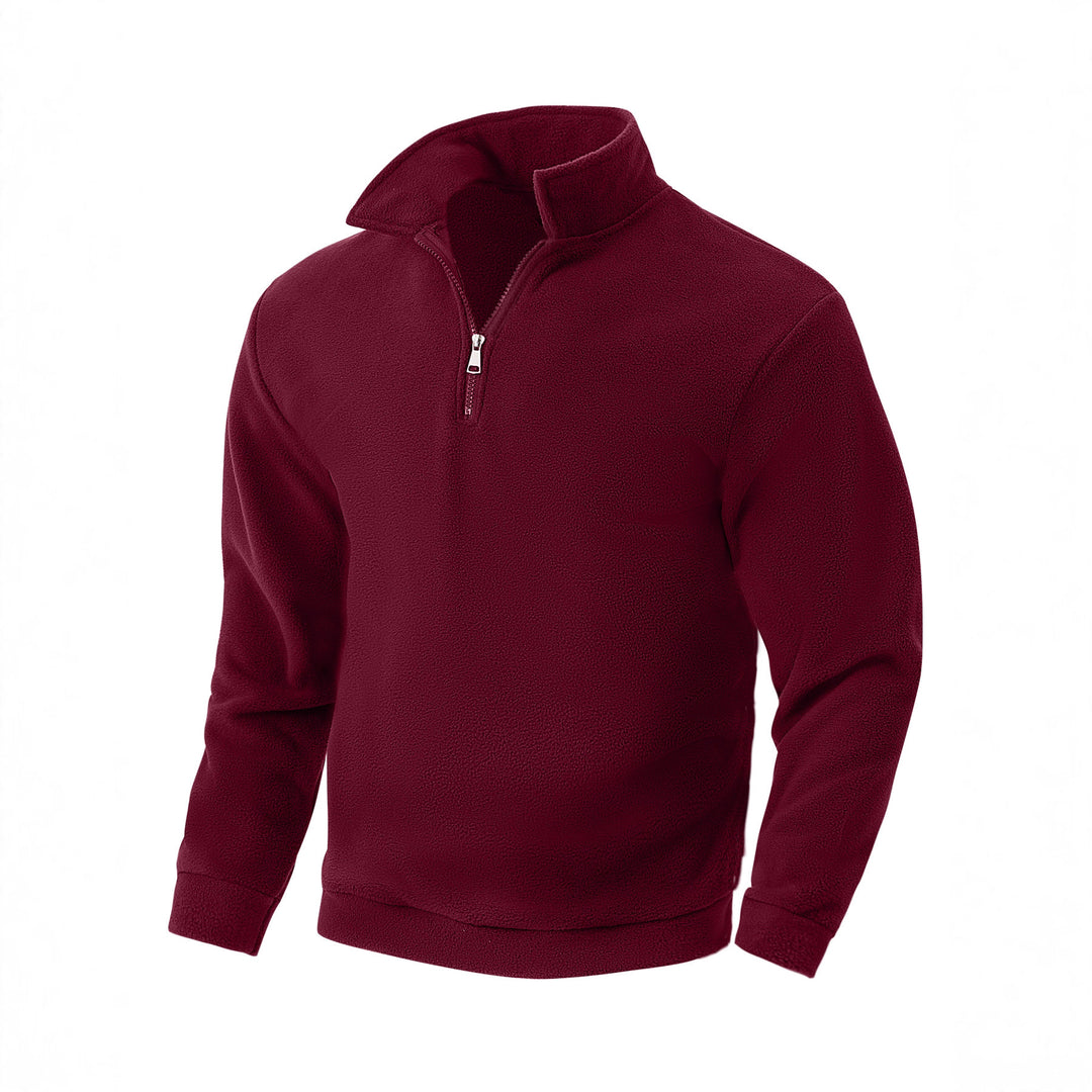 Men's Nano Fleece Half-Zip Pullover with Stand-Up Collar, Soft Teddy Fleece and Elastic Cuffs Mune Fashion