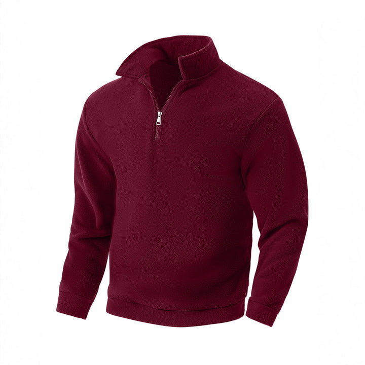 Men's Nano Fleece Half-Zip Pullover with Stand-Up Collar, Soft Teddy Fleece and Elastic Cuffs Mune Fashion
